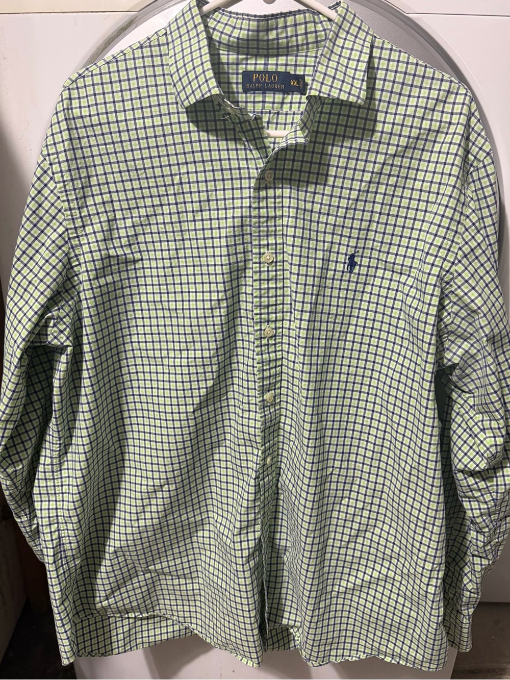 Ralph Lauren Green and Navy Checked Button-Down Shirt